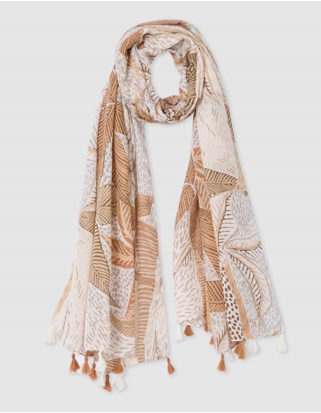 Foulard palmier beige