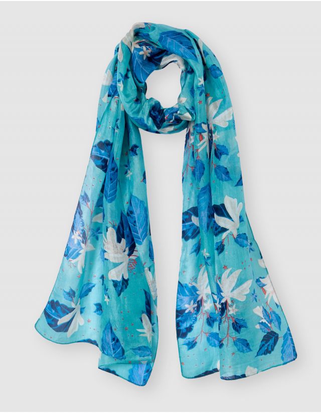 Foulard soie bleu
