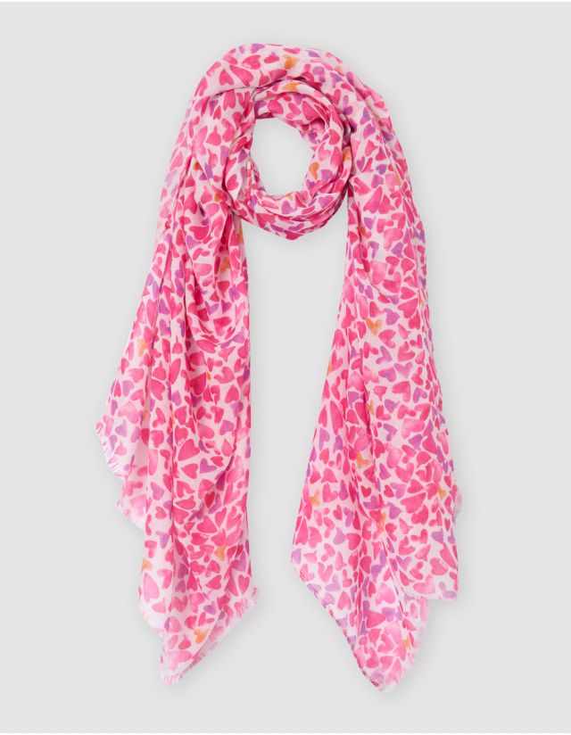 Étole motif coeur rose
