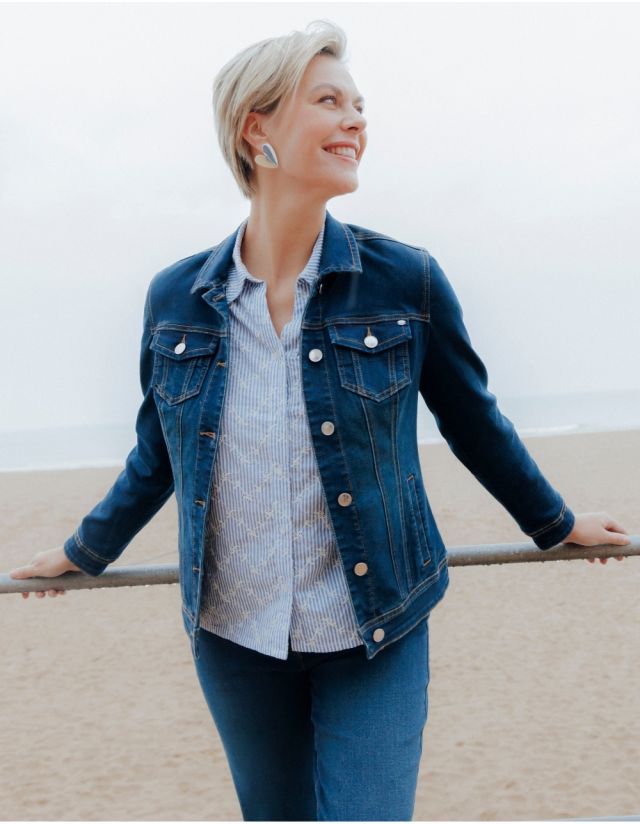 Veste jean coton bleu