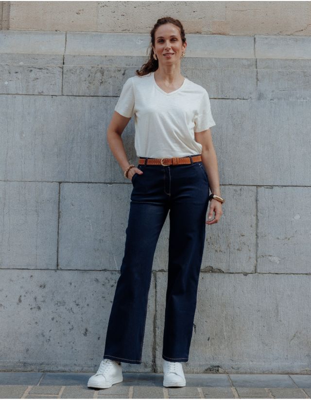 Jean large coton brut