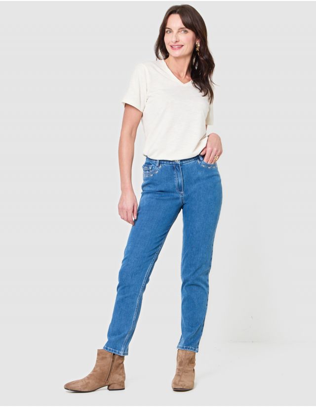 Jean droit coton bleu