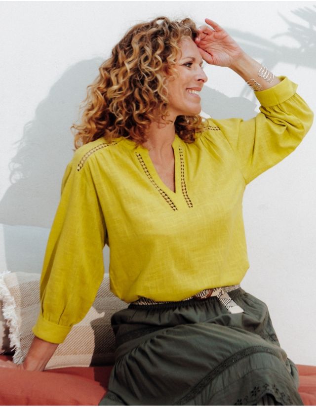 Blouse légère coton vert