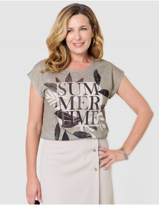 T-shirt imprimé kaki