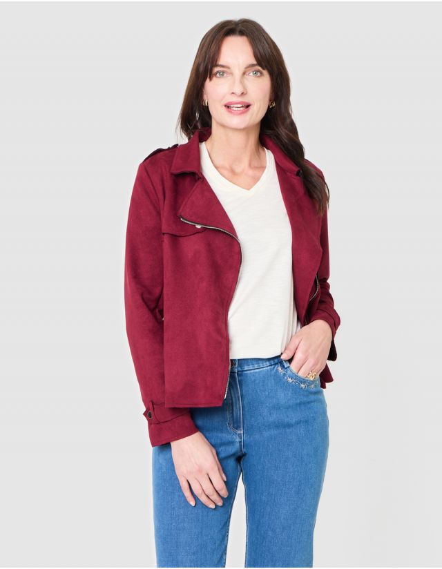 Perfecto suédine rouge