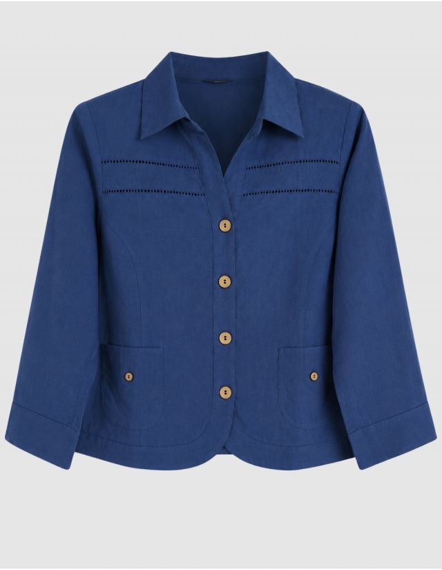 Veste lin coton bleu