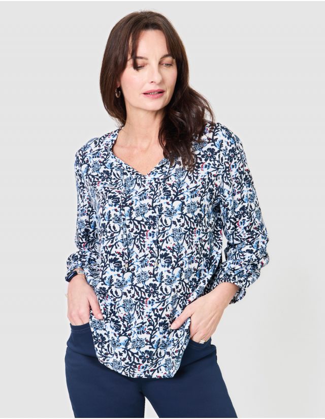Blouse fluide motif bleu