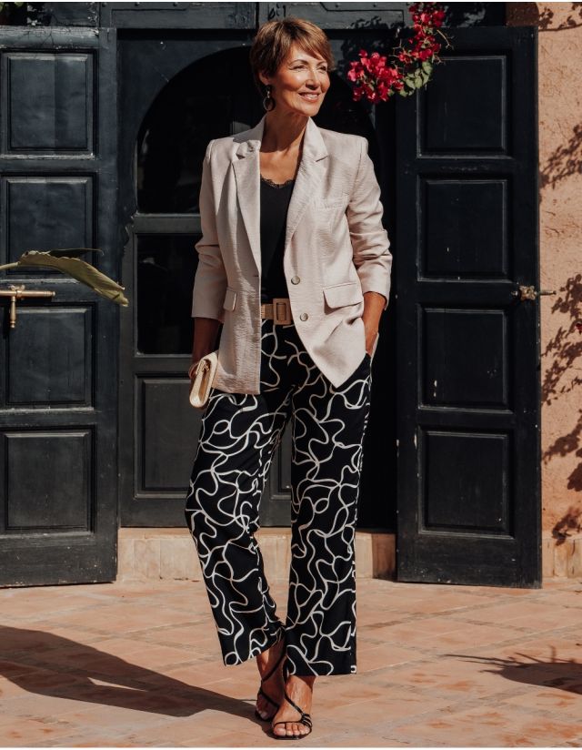 Pantalon léger motif noir