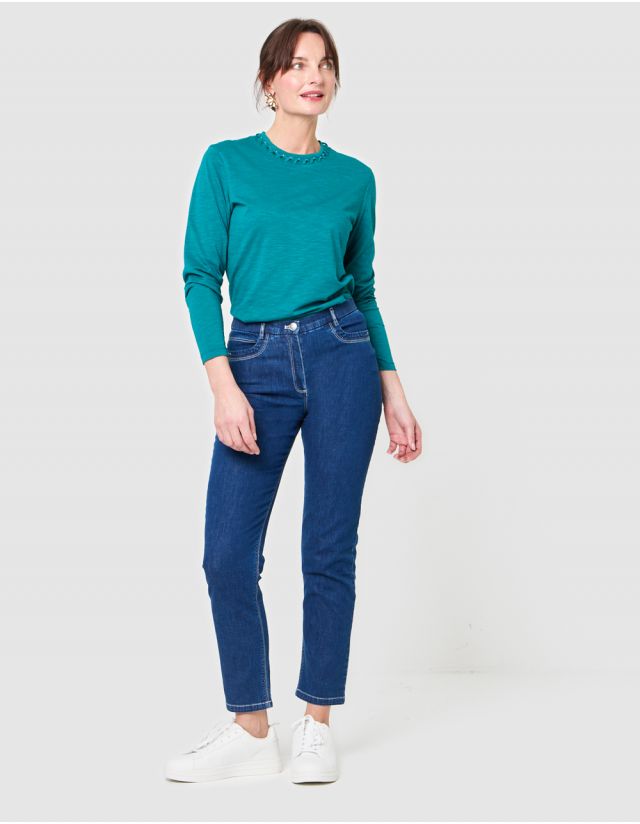 Jean droit 7/8è bleu