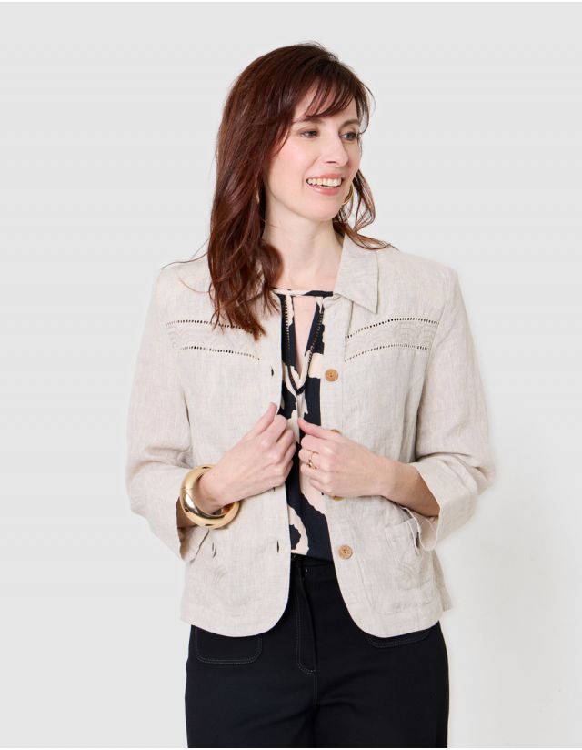 Veste légère lin beige