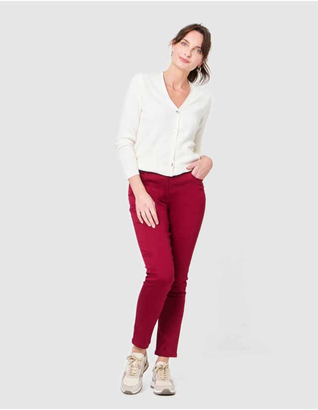 Pantalon coton 7/8 rouge