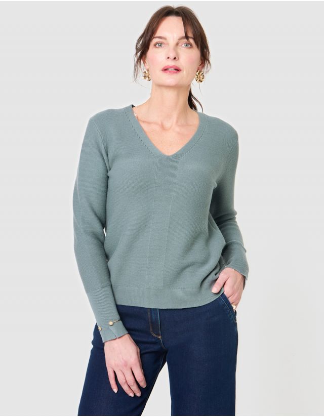 Pull fantaisie coton kaki