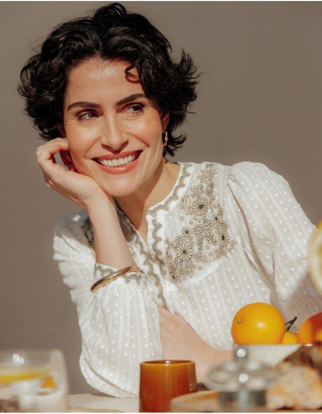 Chemisier brodé blanc