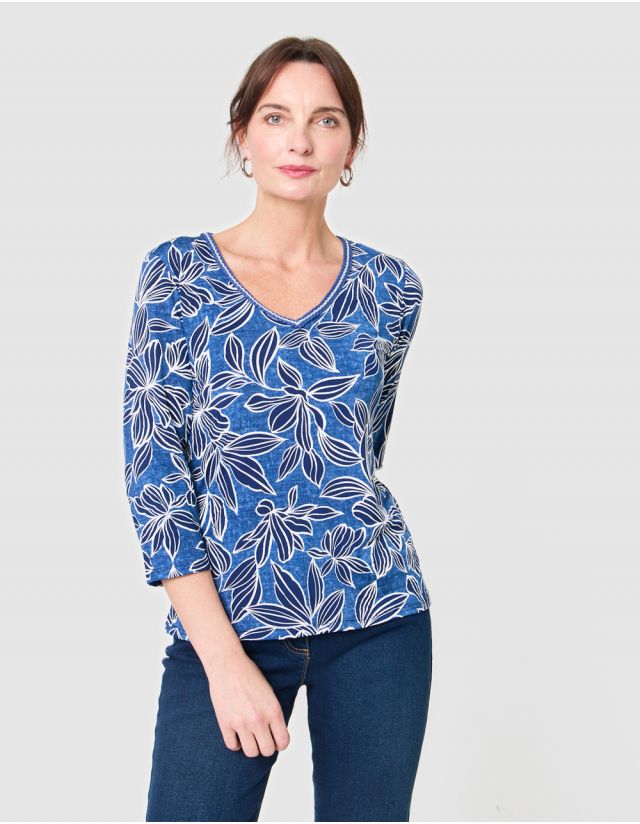 T-shirt léger motif bleu