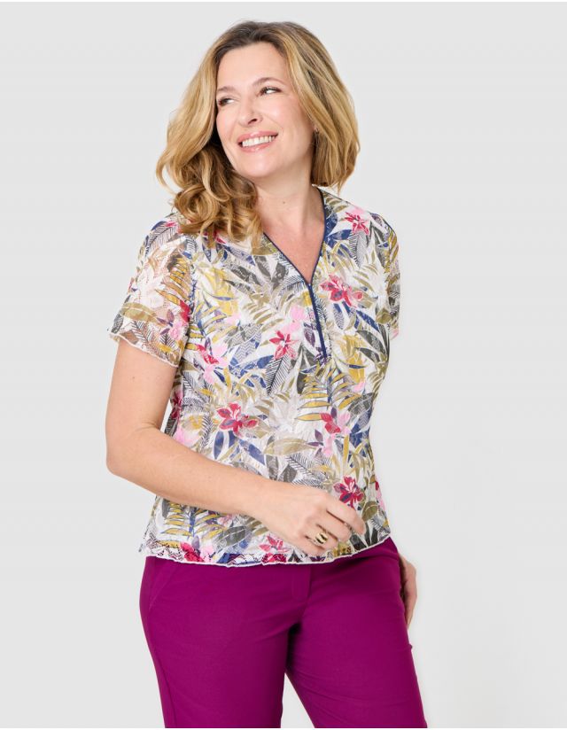 T-shirt dentelle motif