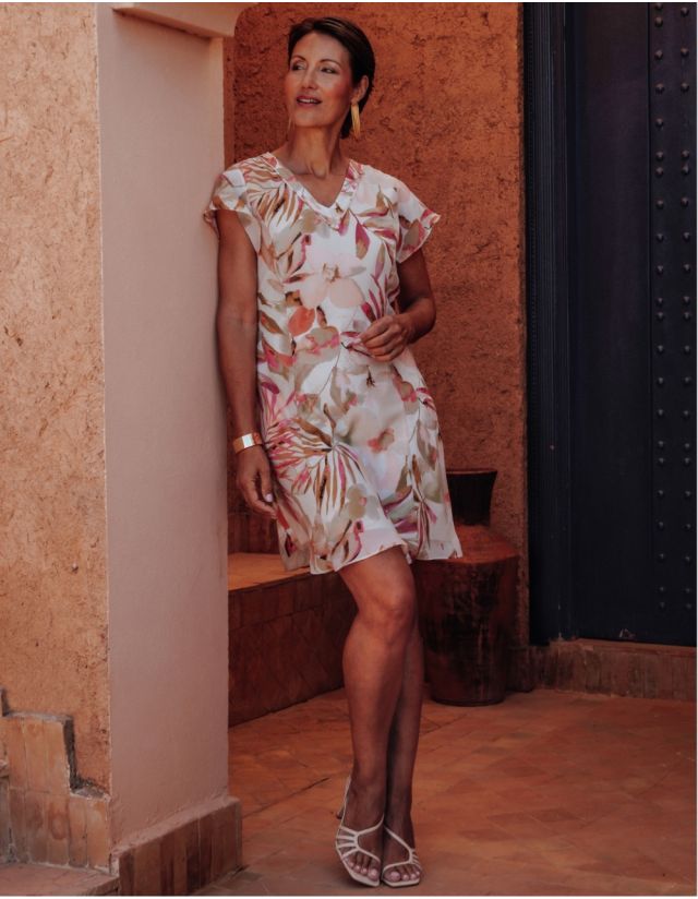 Robe imprimé beige rose