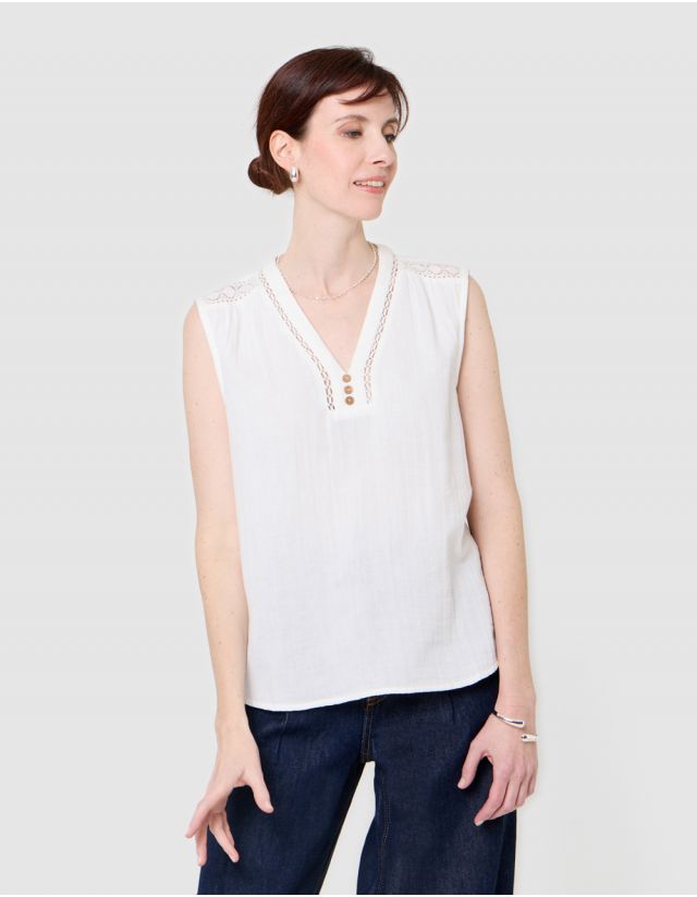 Top sans manches blanc