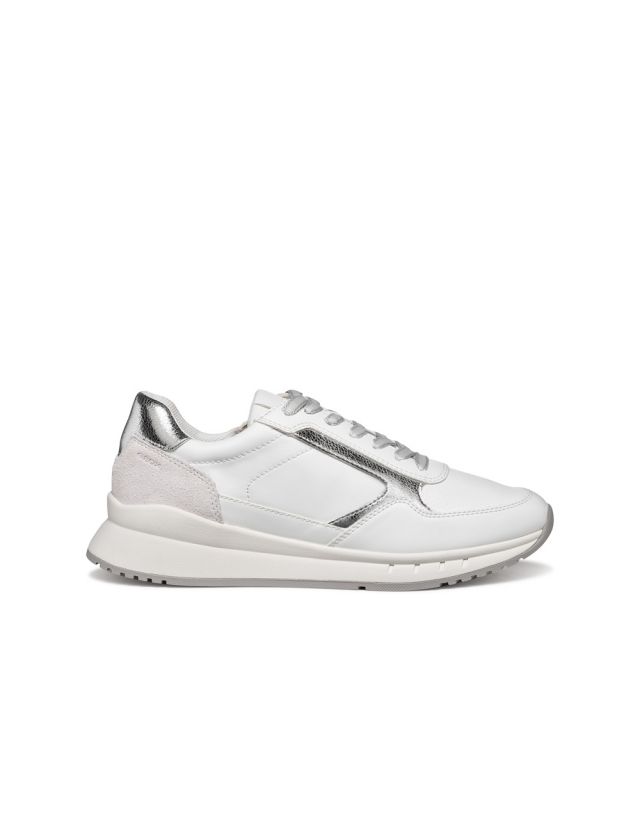 Basket daim blanc argent