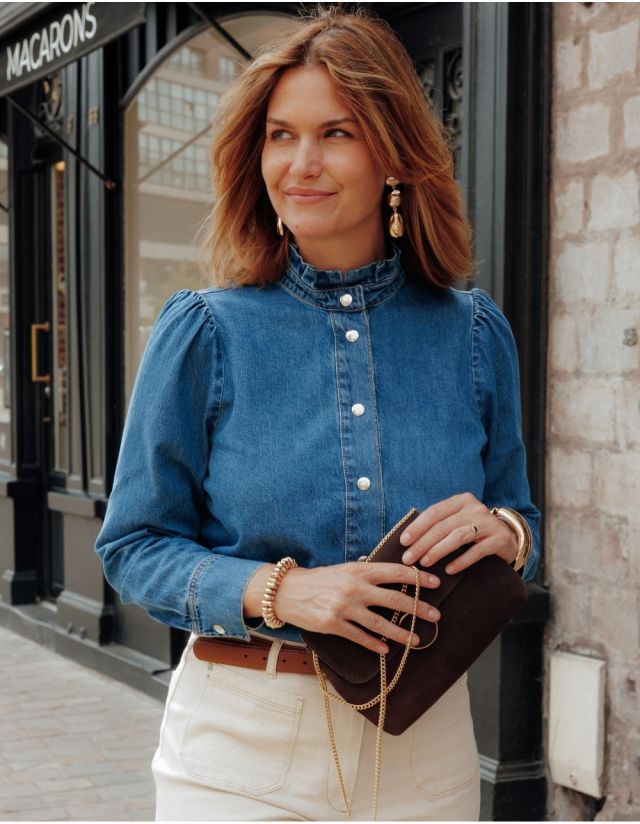 Chemisier jean coton bleu