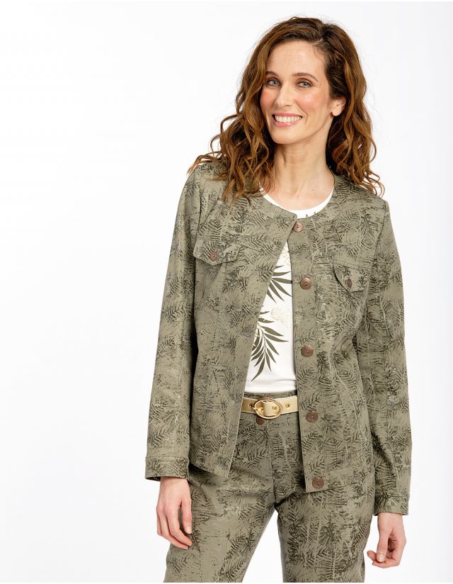 Veste jean imprimée kaki