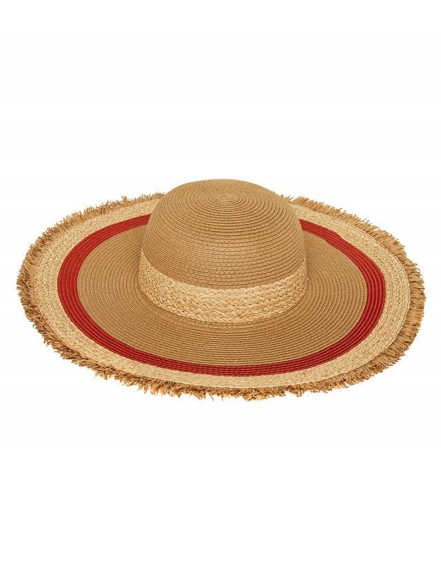 Chapeau beige rouge