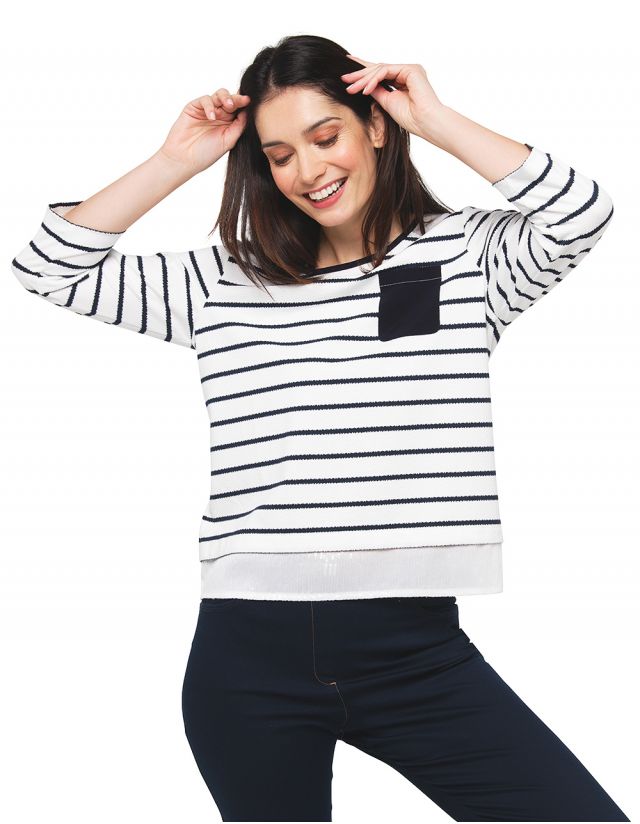 Top marinière blanc