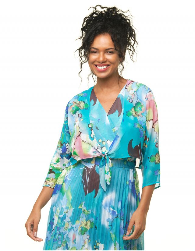 Boléro imprimé bleu