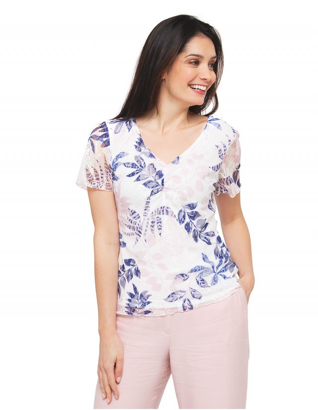 T-shirt dentelle blanc