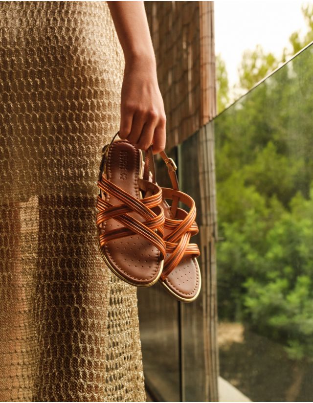 Sandales cuir bronze