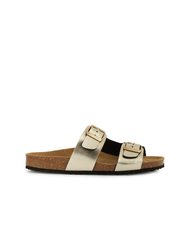 Sandales cuir doré