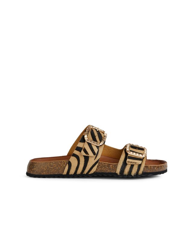 Sandales motif beige cuir