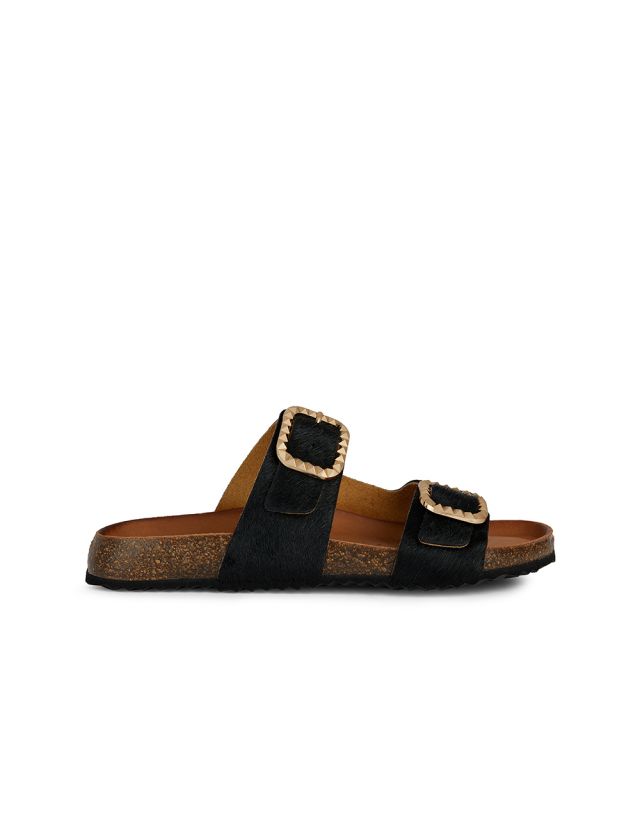 Sandales noir cuir
