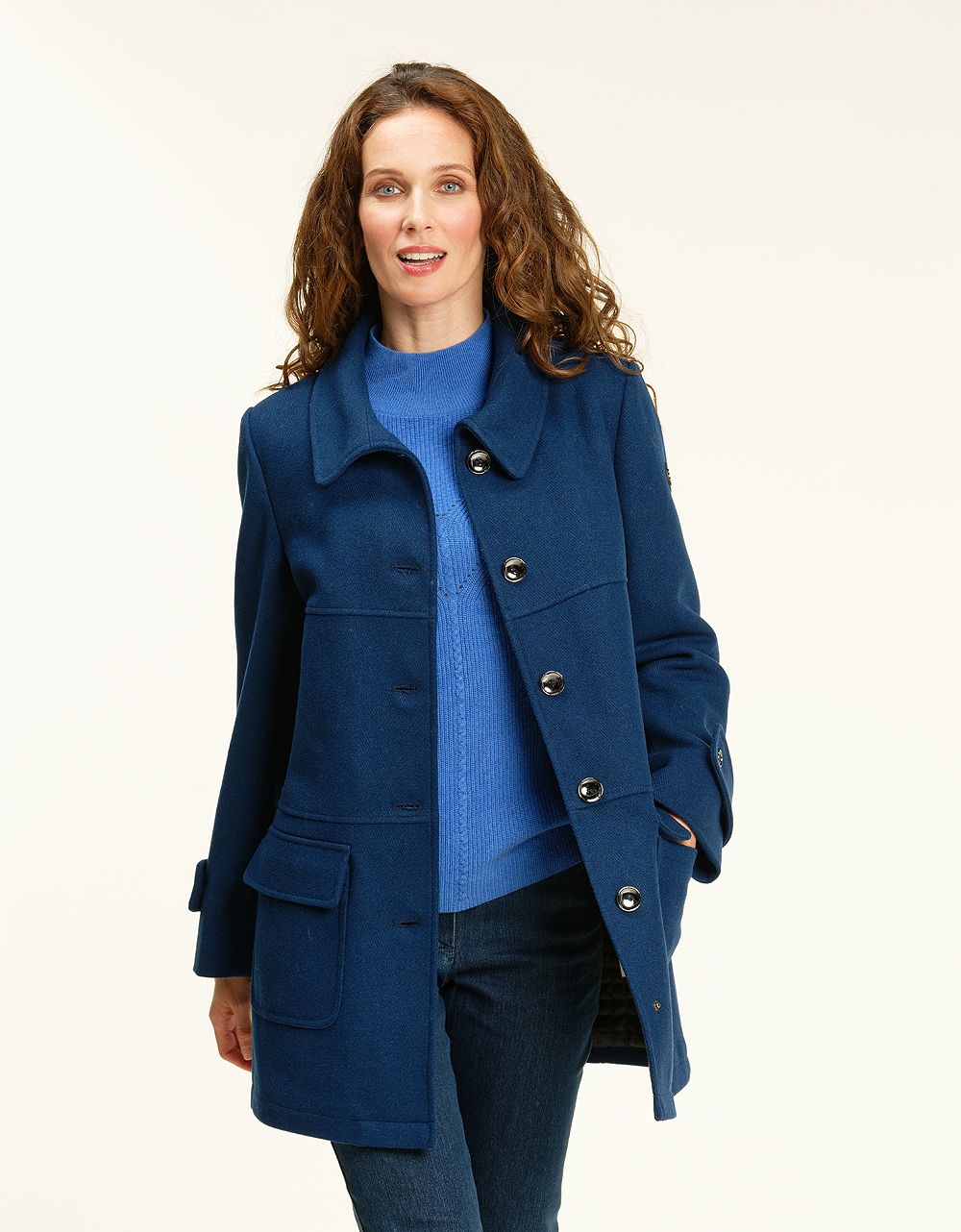 manteau en laine femme bleu