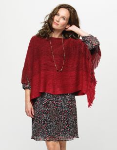Poncho rayé rouge foncé