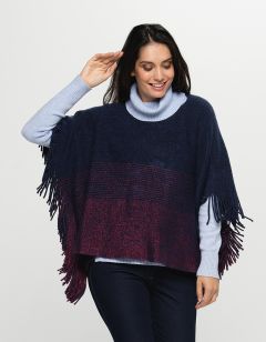 Poncho bleu et fuchsia