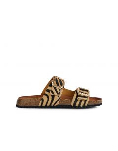 Sandales motif beige cuir