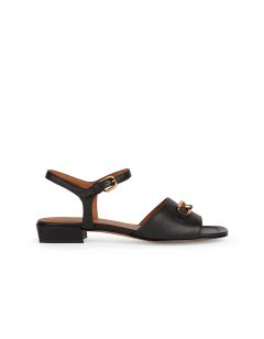 Sandales plates noir cuir