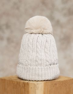Bonnet pompon beige