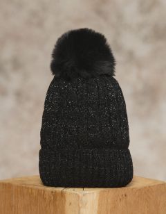 Bonnet pompon noir