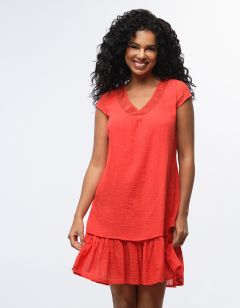 Robe gaze de coton rouge