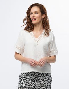 Top gaze de coton blanc