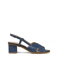 Sandales talon cuir bleu