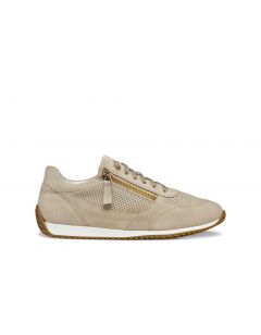 Baskets zip cuir beige