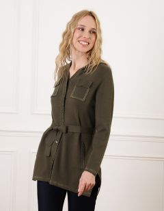 Gilet long boutons kaki