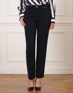 Pantalon droit bleu crêpe