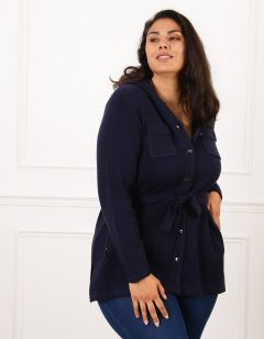 Gilet long boutons bleu