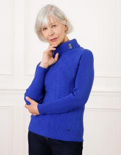 Pull col montant bleu roi