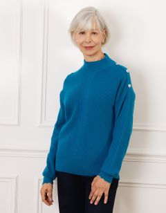 Pull chaud bleu boutons