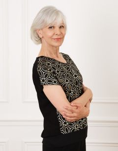 T-shirt noir motif doré