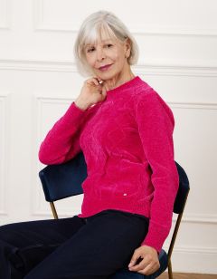 Pull chenille rose